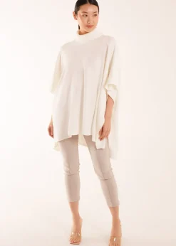 Blue Vanilla Ivory High Neck Poncho