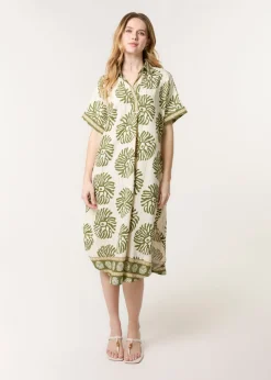 Blue Vanilla Khaki Collar Midi Tunic