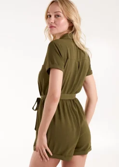 Blue Vanilla Khaki Utility Playsuit