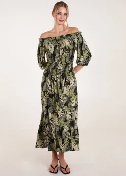 Blue Vanilla Multi Bardot Elasticated Maxi Dress