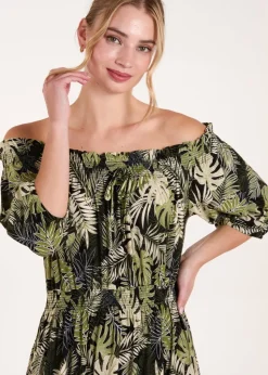 Blue Vanilla Multi Bardot Elasticated Maxi Dress