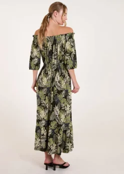 Blue Vanilla Multi Bardot Elasticated Maxi Dress