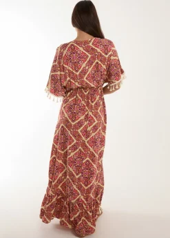 Blue Vanilla Multi Embellished Trim Maxi Dress