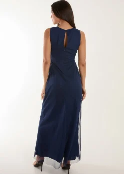 Blue Vanilla Navy Embellished Maxi Dress