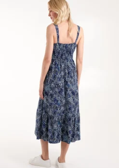 Blue Vanilla Navy Ruched Cami Midi Dress With Buttons