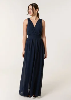 Blue Vanilla Navy Sleeveless Wrap Front Maxi Dress