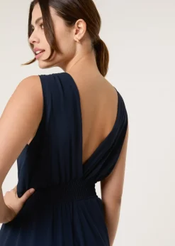 Blue Vanilla Navy Sleeveless Wrap Front Maxi Dress