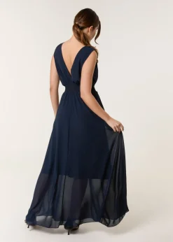 Blue Vanilla Navy Sleeveless Wrap Front Maxi Dress