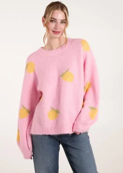 Blue Vanilla Pink Lemons & Leaves Detail Jumper