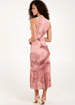 Blue Vanilla Pink Luxe Devore V Neck Maxi Dress
