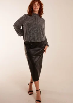 Blue Vanilla Silver Curve Puffball High Neck Top