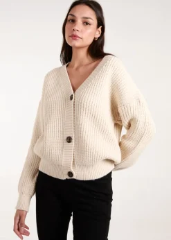 Blue Vanilla Stone Button Front Cardigan