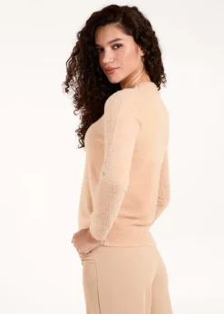 Blue Vanilla Stone Fluffy Knit Scoop Neck Jumper