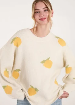 Blue Vanilla Stone Lemons & Leaves Detail Jumper