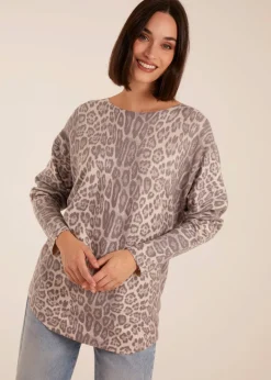 Blue Vanilla Stone Leopard Print Jumper
