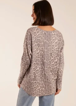 Blue Vanilla Stone Leopard Print Jumper