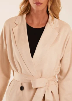 Blue Vanilla Stone Waist Detail Trench Style Jacket