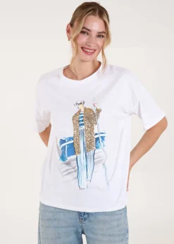 Blue Vanilla White Sequin Cruise T-Shirt