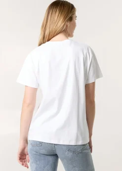 Blue Vanilla White T-Shirt With Colorful Print