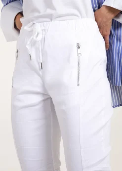 Blue Vanilla White Zip Drawstring Trousers