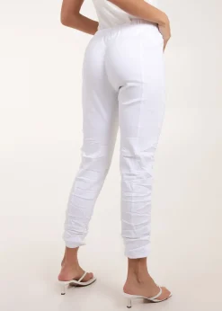 Blue Vanilla White Zip Drawstring Trousers