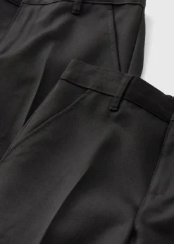 Boys 2 Pack Black Slim Fit Long Length School Trousers (3-16yrs)