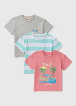 Boys 3 Pack Pink Venice Beach T-Shirts (1-7yrs)