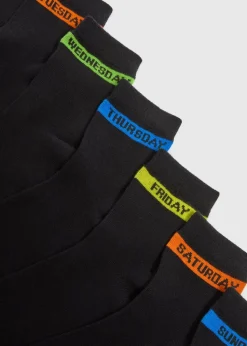 Boys Black 7 Pack Week Socks (Younger 6-Older 6.5)