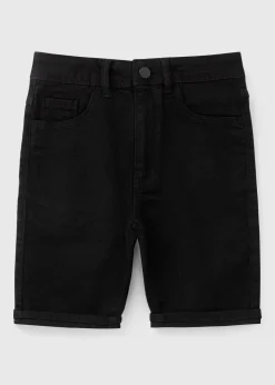 Boys Black Skinny Denim Shorts (7-15yrs)