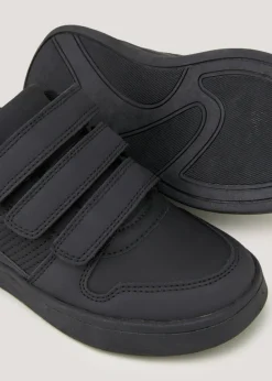 Boys Black Triple Strap School Shoes (Younger 10-Older 6)