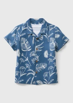 Boys Blue Leaf Tee & Shirt Set