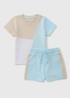 Boys Blue Panel T-Shirt & Shorts Set (1-7yrs)