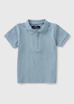 Boys Blue Ribbed Smart Polo Shirt (1-7yrs)