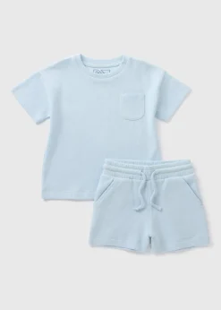 Boys Blue Waffle Top and Shorts Set (1-7yrs)