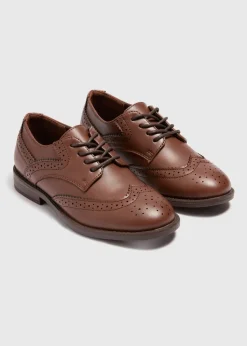 Boys Brown Faux Leather Brogue Shoes (Younger 8-Older 2)