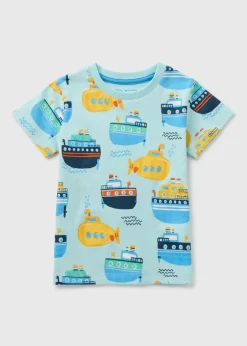 Boys Light Blue Boat T-Shirt (1-7yrs)