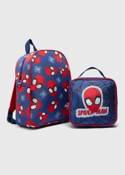 Boys Navy Spiderman Backpack Set