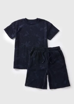 Boys Navy Towel T-Shirt & Shorts Set (7-15yrs)