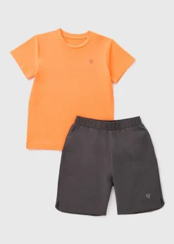 Boys Orange Sports Top & Shorts Set (3-7yrs)