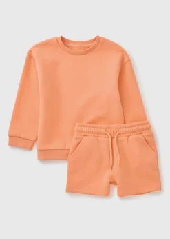 Boys Orange Sweatshirt & Shorts Set (1-7yrs)