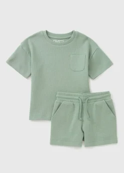 Boys Sage Waffle Top & Shorts Set (1-7yrs)