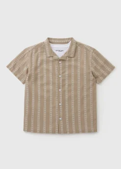 Boys Stone Textured Shirt & T-Shirt Set