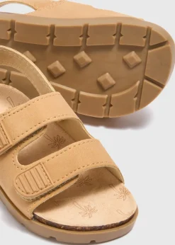 Boys Tan Faux Leather Footbed Sandals (Younger 4-12)