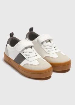 Boys White Panel Trainers (Younger 4-12)