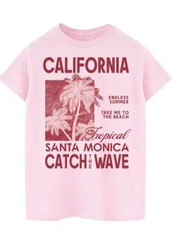 Brands In California Santa Monica Pink Boyfriend Fit T-Shirt