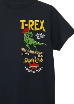 Brands In Dinosaur T-Rex Born To Win Kids Black T-Shirt (3-13 Years)