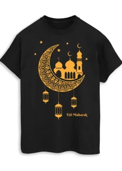 Brands In Eid Mosque Lanterns Black Boyfriend Fit T-Shirt