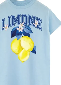 Brands In Limone Fruit Light Blue Boyfriend Fit Graphic T-Shirt