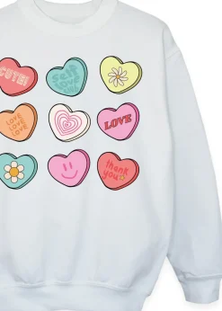 Brands In Love Candy Hearts Girls White Sweatshirt (3-13 Years)