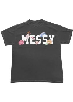 Brands In Messy Flowers Charcoal Washed Boyfriend Fit T-Shirt